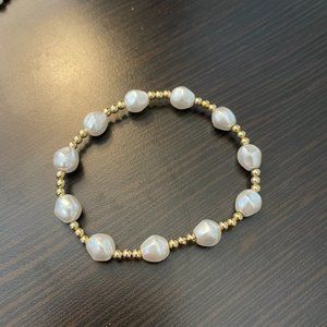 E Newton Admire Gold 3 mm Bead Bracelet - pearl